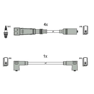 HITACHI VW К-кт высоковольтных проводов Golf III,Passat,Vento,Seat 88- HITACHI/HUCO 134786