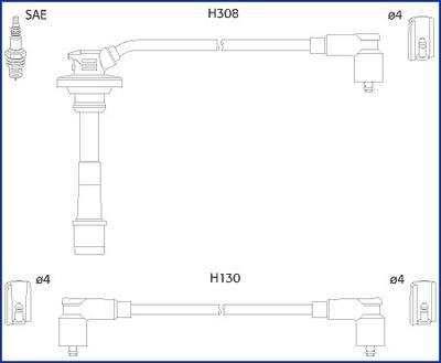 Комплект кабелів високовольтних HITACHI/HUCO 134562 (фото 1)