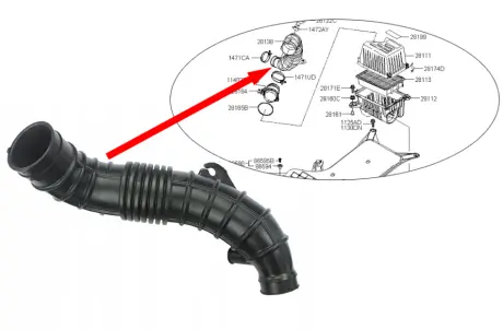 Патрубок воздушного фильтра Santa Fe 2.2 CRDI Hyundai-KIA 281382B200
