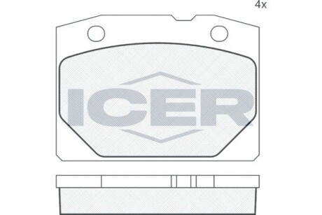 Передние тормозные колодки Lada 2101/2102/2103/2104/2105/2106/2107 70-12 ICER 180155