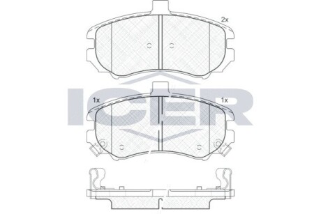 Передние тормозные колодки Hyundai Elantra 00- ICER 181666