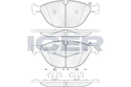 Колодки гальмівні (передні) BMW X5 (E70/F15/F85) 06-/X6 (E71/E72/F16/F86) 08- ICER 181905 (фото 1)