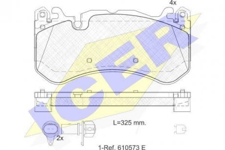 Колодки гальмівні (передні) Audi A6 4.0/5.0 08-18/A7 4.0 13-18 (Brembo) (з датчиком) ICER 182079-203 (фото 1)