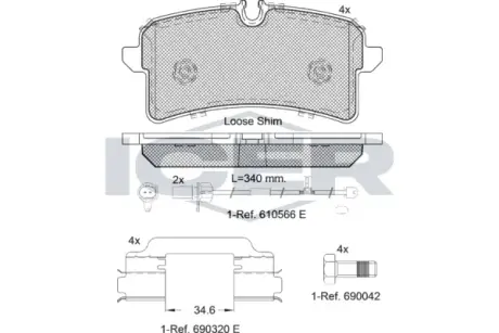 Колодки гальмівні (задні) Audi A6 13-/A7 13-/Porsche Macan 14- ICER 182159