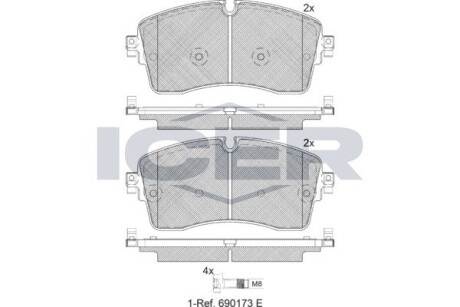 Колодки гальмівні (передні) Land Rover Range Rover 2.0/2.2D 11- (Trw) ICER 182335