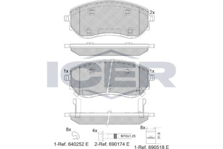 Тормозные колодки передние MB X-class (470) 17-/Nissan Navara/NP300 14- ICER 182342