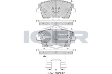 Тормозные колодки передние Volvo XC40 17- ICER 182354