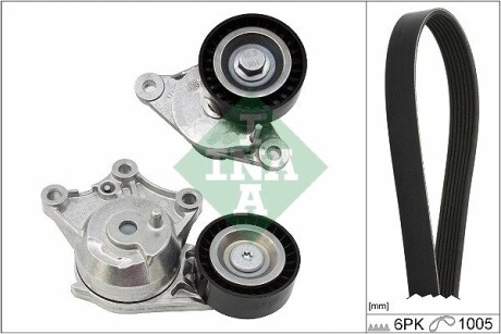 Комплект ременя генератора Peugeot 208/2008 1.6BlueHDi 13- (6PK1005) INA 529 0358 10