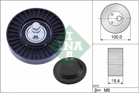 Ролик генератора Audi A4/A6/VW Touareg 3.0 TSI 17- (натяжний) (100x18.4) INA 531 0966 10 (фото 1)