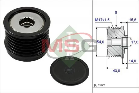 Шків генератора ALFA ROMEO GIULIETTA, GIULIETTA/HATCHBACK FIAT 500L, 500X, BRAVO, BRAVO II, CROMA, CROMA/KOMBI, TIPO JEEP COMPASS, RENEGADE LANCIA DELTA III SUZUKI SX4 S-CROSS 1.3-2.0D 06.05- INA 535023010