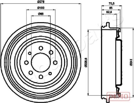 Гальмівний барабан RENAULT Kangoo Japanparts TA-0703C