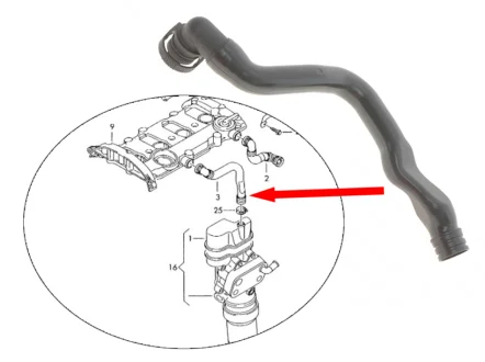 Патрубок вентиляции картерных газов 2.0 FSI JP GROUP 1111153400