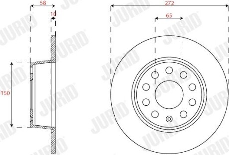 VW Диск гальмівний задн.Audi A3 08-Golf VI 08-, Caddy IIISkodaSeat Jurid 563293JC