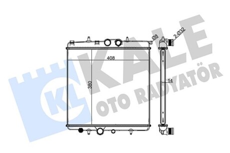 KALE PEUGEOT Радиатор охлаждения 307 1.4 00- KALE OTO RADYATOR 213200