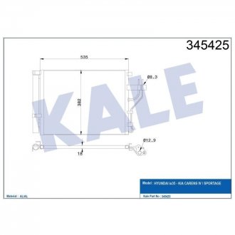 Радиатор кондиционера ix35,Kia Sportage,Carens IV 10- KALE OTO RADYATOR 345425