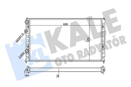 KALE VW Радиатор охлаждения Caddy II,Polo 1.6/1.9D KALE OTO RADYATOR 348260