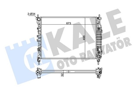 KALE OPEL Радиатор охлаждения Antara,Chevrolet Captiva 2.2CDTi 10- (АКПП) KALE OTO RADYATOR 354960