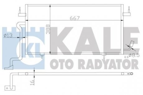 CITROEN Радиатор кондиционера Berlingo,Xsara,Peugeot Partner 1.8D/1.9D 98- KALE OTO RADYATOR 385500 (фото 1)