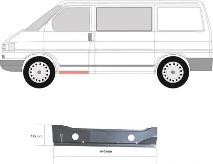 Внутренняя часть порога VW T4 (передняя левая) KLOKKERHOLM 9558 061