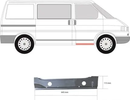 Внутренняя часть порога VW T4 (передняя правая) KLOKKERHOLM 9558 062