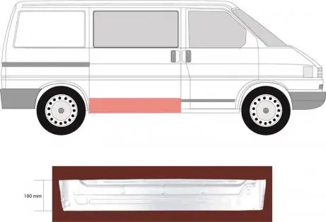 Внутренняя часть боковой сдвижной двери VW T4 KLOKKERHOLM 9558 170