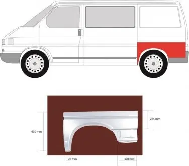 Рем вставка заднего крыла левая (короткая база) KLOKKERHOLM 9558 531