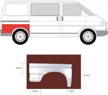 Рем вставка заднего крыла правая (короткая база) KLOKKERHOLM 9558 532