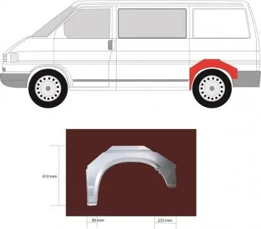 Ремонтная вставка задней арки (левая) короткая база KLOKKERHOLM 9558 591
