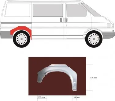 Ремонтная вставка задней арки (правая) короткая база KLOKKERHOLM 9558 592