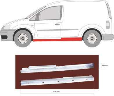 Порог левый VW Caddy 3 (2004-2015) короткая база KLOKKERHOLM 9571001