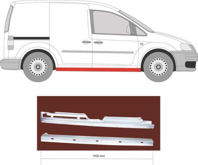 Порог правый VW Caddy 3 (2004-2015) короткая база KLOKKERHOLM 9571 012 (фото 1)