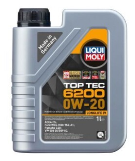 LM 1л TOP TEC 6200 Олива 0W-20 ACEA C5, VW 508 00, VW 509 00, Porsche C20 LIQUI MOLY 20787