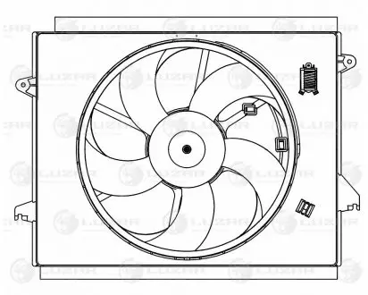 Электровентилятор охлаждения с кожухом (диам.крыльчат. 447мм) для а/м KIA Optima IV (15-) 2.0i/2.4i LUZAR LFK 0812