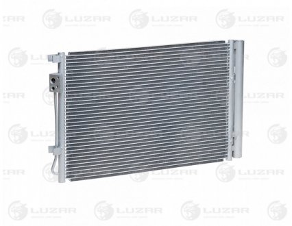 Радиатор кондиционера Solaris 1.4/1.6 (10-) АКПП/МКПП с ресивером 530*371*16 LUZAR LRAC 08L4