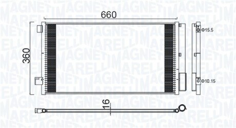 JEEP Радіатор кондиціонера (конденсатор) з осушувачем RENEGADE 1.6 14- MAGNETI MARELLI 350203100400