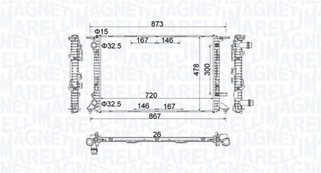 Радиатор системы охлаждения MAGNETI MARELLI 350213152100