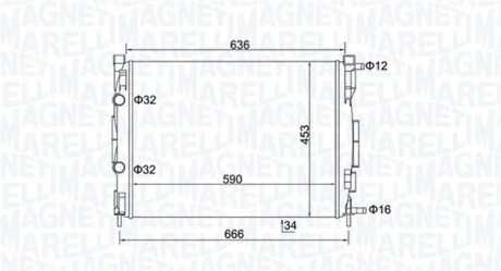 RENAULT радіатор Megane 1.9dCi 02- MAGNETI MARELLI 350213153500