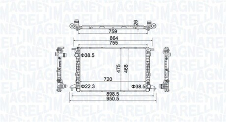 AUDI Радіатор охолодження двиг. A4 Allroad B9 3.0 16-, A5, A6, A7, A8, Q7 MAGNETI MARELLI 350213154900 (фото 1)