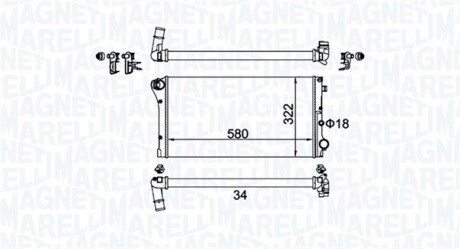 Радіатор FIAT PANDA 1.3D 03- MAGNETI MARELLI 350213161500 (фото 1)