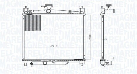 TOYOTA радіатор охолодження Yaris 1.0/1.3 99- MAGNETI MARELLI 350213164800