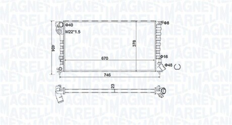 Радіатор двигуна CITROEN BERLINGO (MF) 1,8D (MFA9A) 1,9D 1,9D 4WD (MFWJZ) 1,9D (MFDJY) XSARA (N1, N2) 1,9D PEUGE MAGNETI MARELLI 350213186600