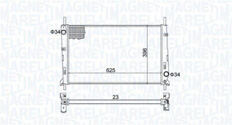 Радіатор двигуна FORD COUGAR (EC) 2,0 16V MONDEO I/ II/ III (BAP, BFP, BNP, B5Y, GBP) 1,6I 16V 1,8I 16V 2,0I 16V MAGNETI MARELLI 350213189300