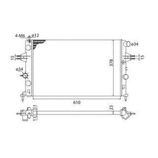 Радиатор двигателя OPEL ASTRA G* (F08, F35, F48 F69) 1,4 16V 1,6 1,6 16V 1,8 16V [] MAGNETI MARELLI 350213970003 (фото 1)