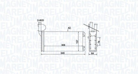 VW радіатор пічки T4 90- MAGNETI MARELLI 350218474000 (фото 1)