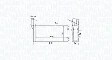VW радіатор пічки T4 90- MAGNETI MARELLI 350218474000