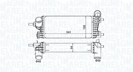 FORD Інтеркулер C-MAX II 1.0 12-, FOCUS III 1.0 12-, GRAND C-MAX 1.0 12-, TRANSIT CONNECT V408 1.0 13- MAGNETI MARELLI 351319205550