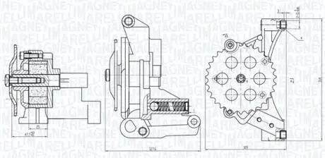 AUDI помпа мастила A3 (8L1) 1.9 TDI 00-03, A4 B6 1.9 TDI 01-04, A6 C5 (4B2) 1.9 TDI 01-05, FORD GALAXY I 1.9 TDI 03-06, SEAT TOLEDO II (1M2) 1.9 TDI 03-06, SKODA OCTAVIA I Combi 1.9 TDI 02-04, VW BORA Variant 1.9 TDI 00-05 MAGNETI MARELLI 351516000032