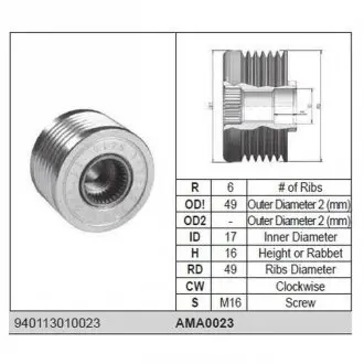 Шкив генератора renault trafic 1.9/2.5 dci 01- MAGNETI MARELLI AMA0023