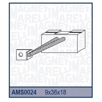 Ремкомплект (щетки) стартера(9x36x18) starter motor no: 0001371004 [940113190024] MAGNETI MARELLI AMS0024 (фото 1)