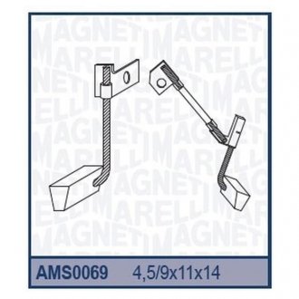 Щетки стартера (4,5/9x11x14)valeo renault: clio coupe megane cabriolet- scenic [940113190069] MAGNETI MARELLI AMS0069